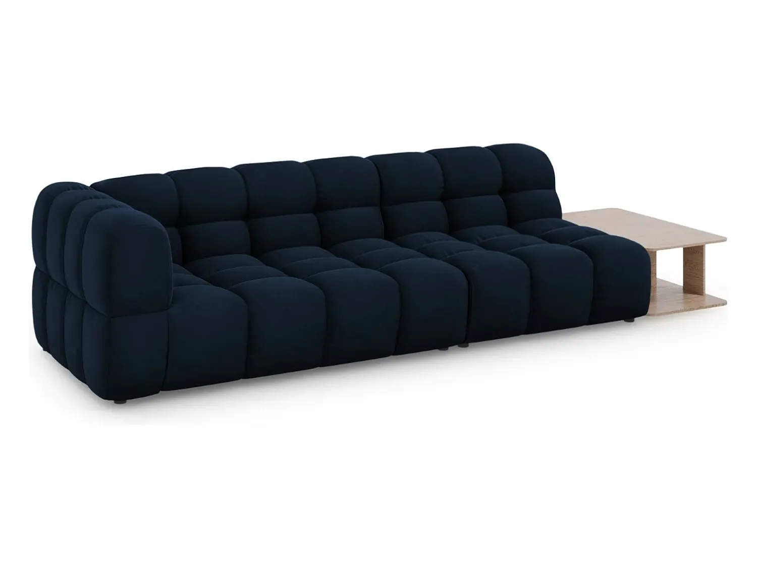 Cosmopolitan Design - Sofá modular direito "Sky" 4 lugares em veludo azul real - 297x102x75cm Azul escuro