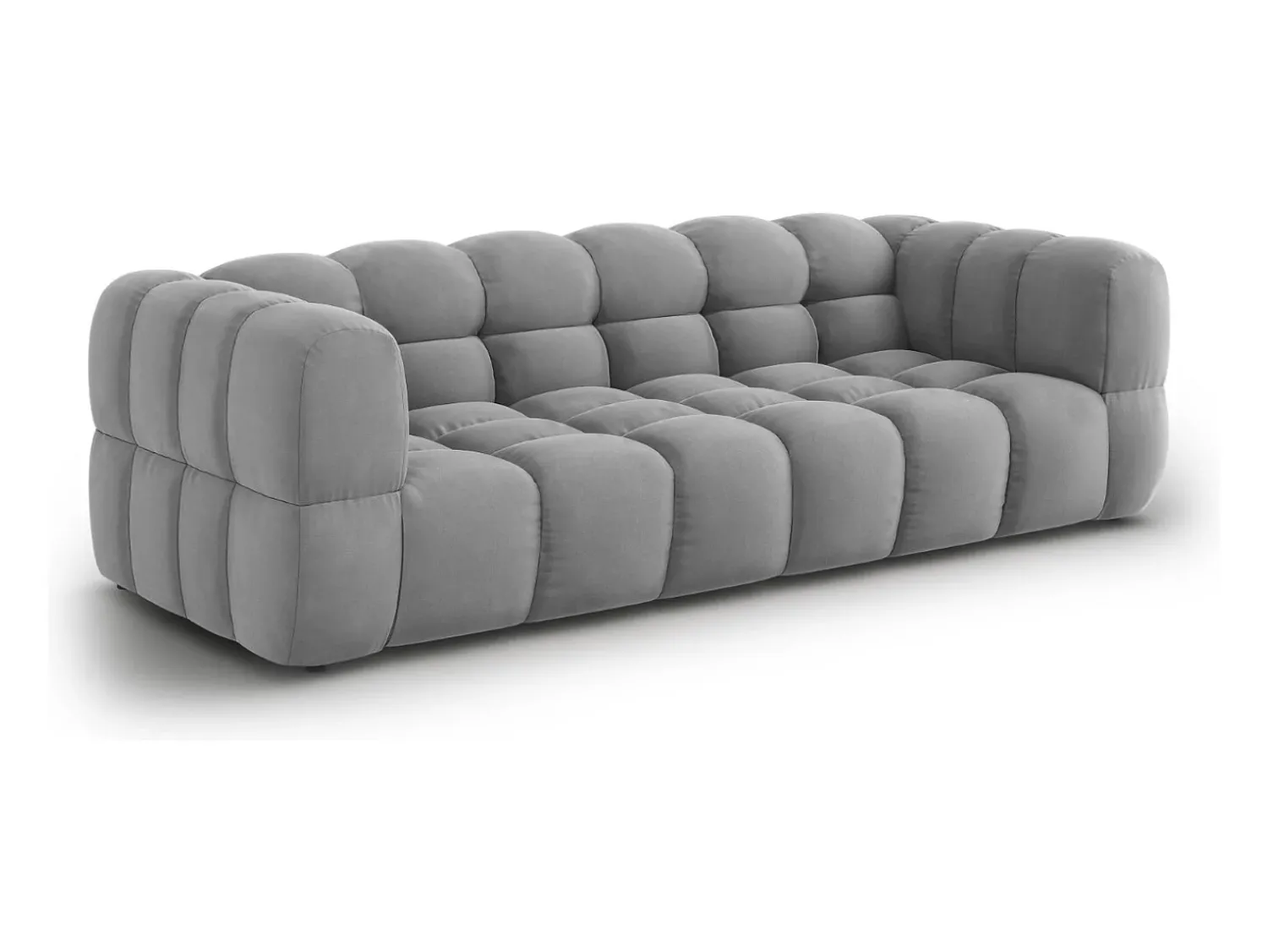 Cosmopolitan Design - Sofá modular "Sky" 4 lugares em veludo cinza claro - 244x102x75cm^ Sofá