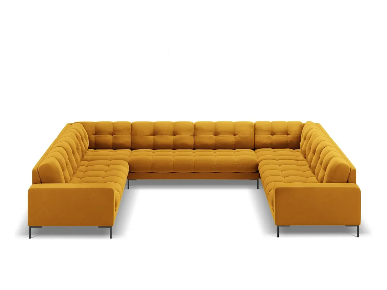 Cosmopolitan Design - Sofá panorâmico "Bali" 9 lugares em veludo - 327x256x75cm^ Sofá