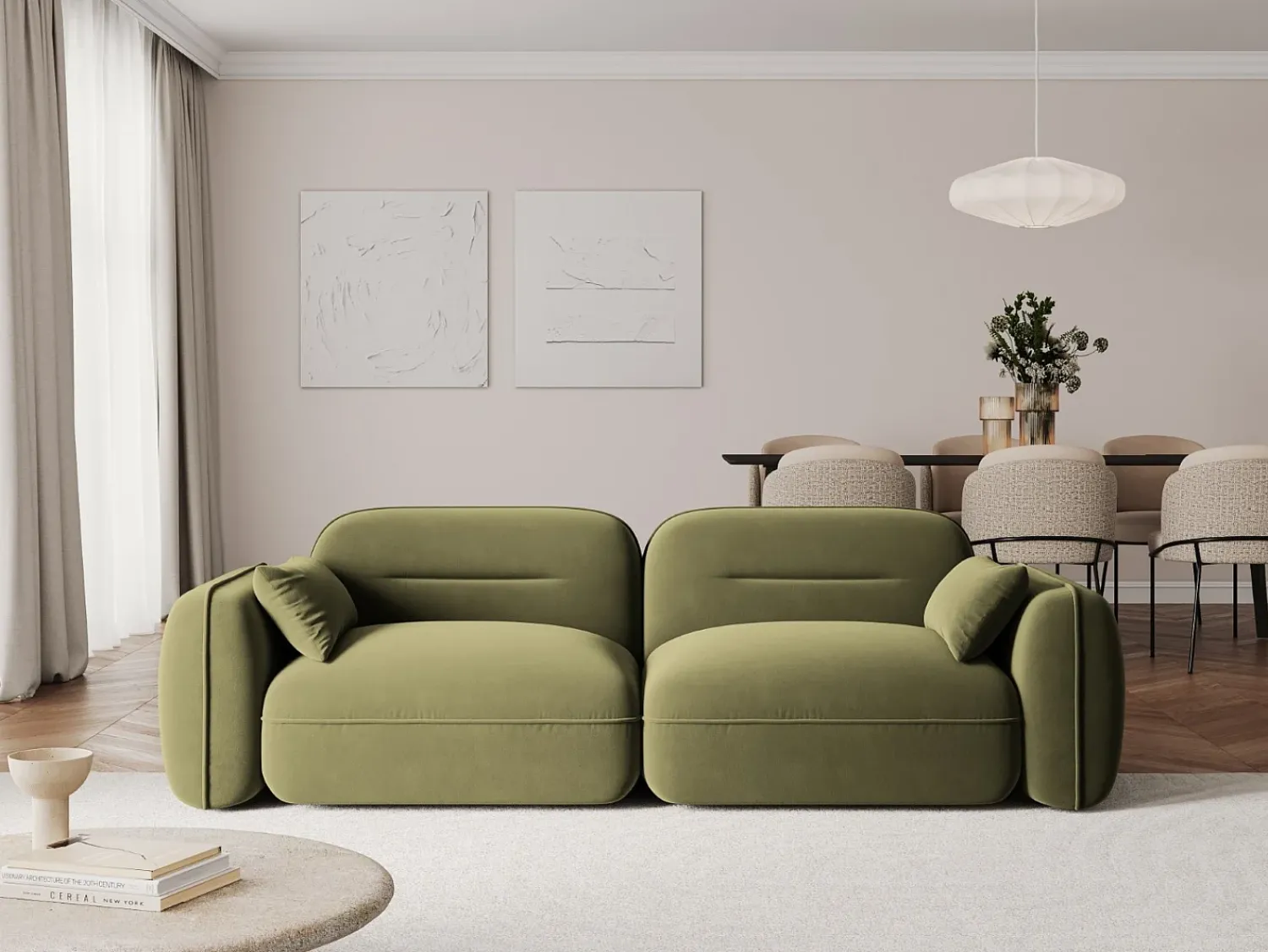 Cosmopolitan Design - Sofá modular "Sydney" 3 lugares em veludo - 230x90x70cm^ Sofá