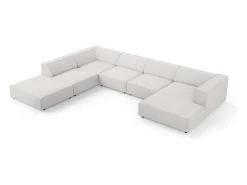 Sofá|Cosmopolitan Design - Sofá de canto panorâmico à esquerda "Arendal" 7 lugares em tecido chenille cinza claro - 364x262x70cm Cinzento claro