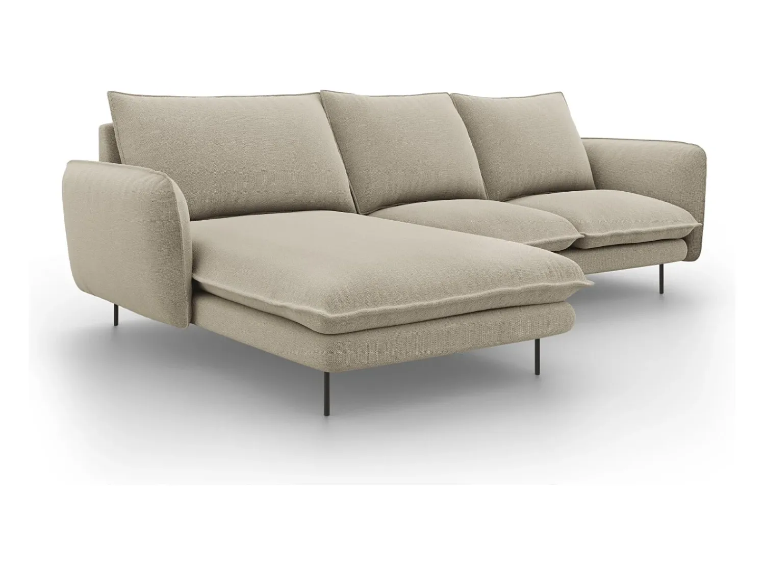 Cosmopolitan Design - Sofá de canto esquerdo "Vienna" 5 lugares em tecido estrutural - 255x170x95cm^ Sofá