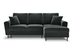 Sofá|Cosmopolitan Design - Sofá convertível de canto direito com caixa de arrumação "Kyoto" 4 lugares em veludo cinza escuro - 241x145x88cm Cinza antracite