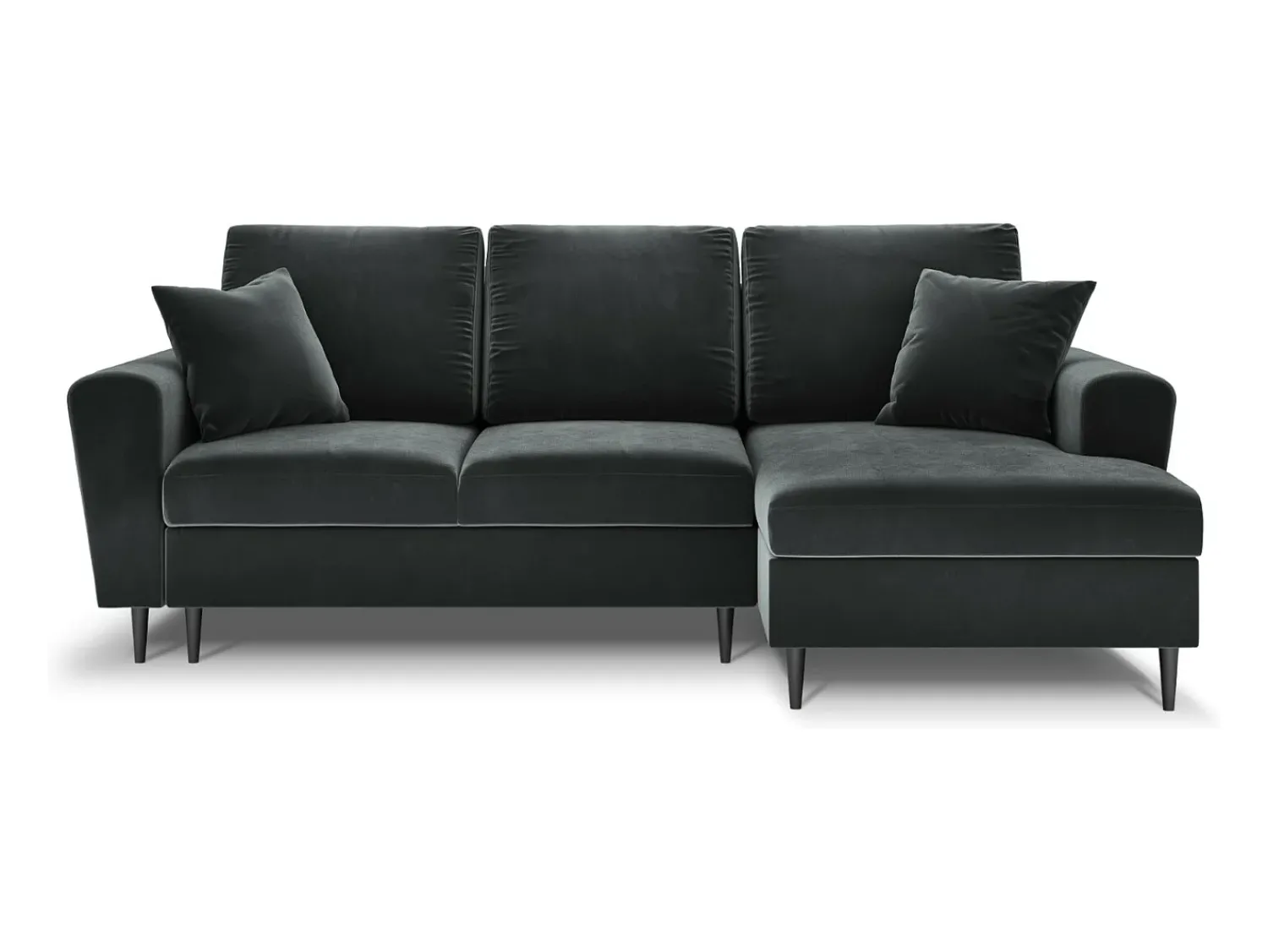 Sofá|Cosmopolitan Design - Sofá convertível de canto direito com caixa de arrumação "Kyoto" 4 lugares em veludo cinza escuro - 241x145x88cm Cinza antracite