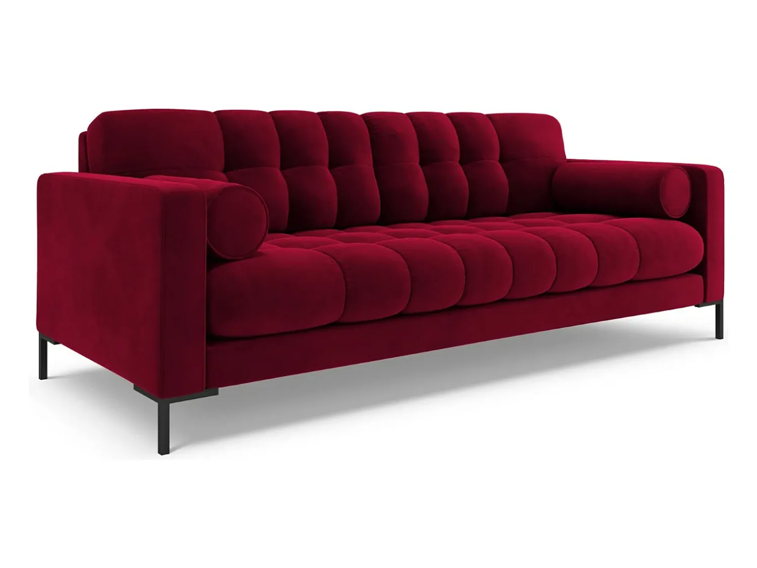 Sofá|Cosmopolitan Design - Sofá "Bali" 4 lugares em veludo - 217x92x75cm Vermelho