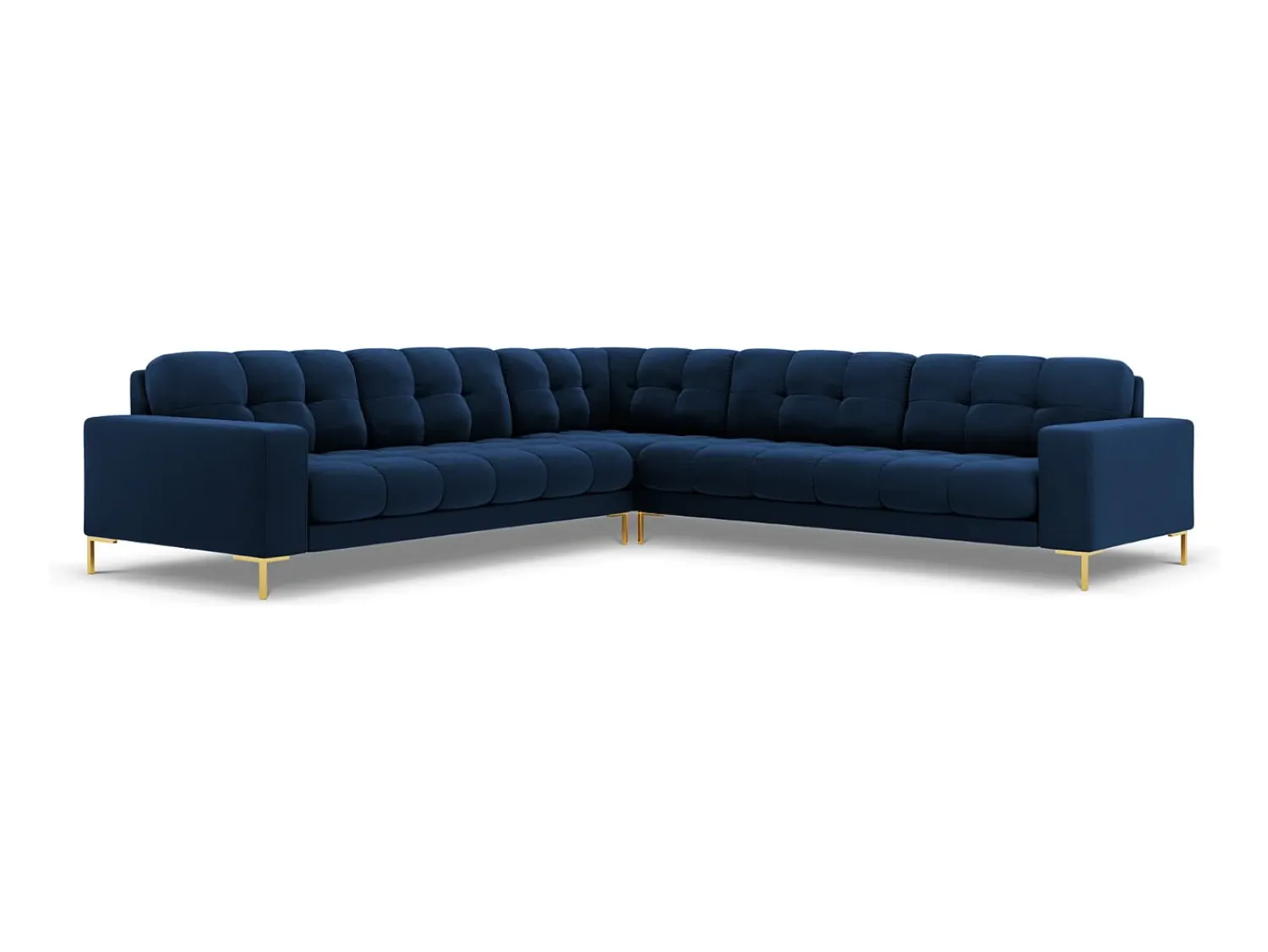 Hot Cosmopolitan Design - Sofá de canto simétrico "Bali" 6 lugares em veludo azul real - 256x256x75cm Azul escuro