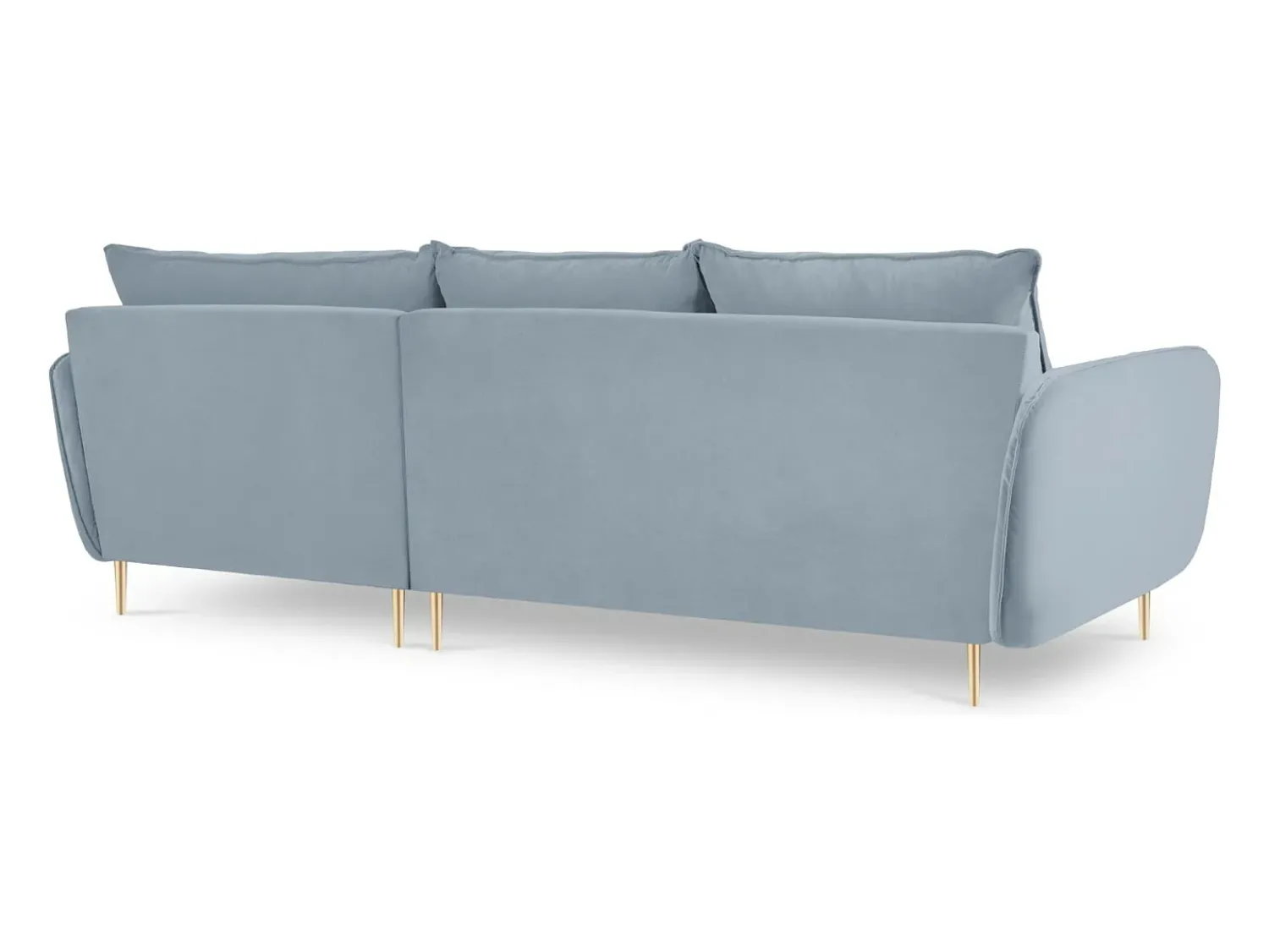 Sofá|Cosmopolitan Design - Sofá de canto direito "Vienna" 5 lugares em veludo - 255x170x95cm Azul claro