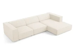 Cosmopolitan Design - Sofá de canto direito "Arendal" 4 lugares em tecido chenille claro - 284x166x70cm^ Sofá