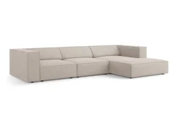 Sofá|Cosmopolitan Design - Sofá de canto direito "Arendal" 4 lugares em tecido chenille com efeito canelado escuro - 284x166x70cm Bege