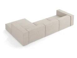 Sofá|Cosmopolitan Design - Sofá de canto direito "Arendal" 4 lugares em tecido chenille com efeito canelado escuro - 284x166x70cm Bege