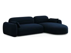 Sofá|Cosmopolitan Design - Sofá modular de canto direito "Sydney" 4 lugares em veludo azul real - 275x165x70cm Azul escuro