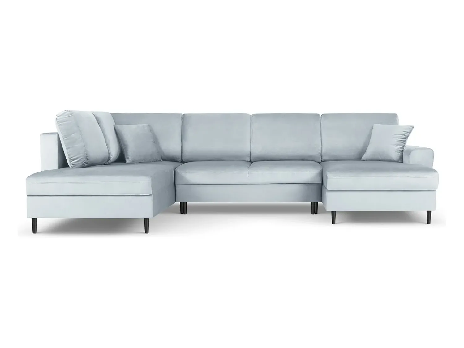Sofá*Cosmopolitan Design - Sofá panorâmico convertível esquerdo com caixa de arrumação "Kyoto" 7 lugares em veludo - 313x194x88cm Azul claro