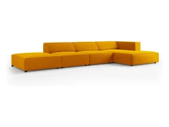 Cosmopolitan Design - Sofá de canto direito "Arendal" 5 lugares em veludo - 341x166x70cm^ Sofá
