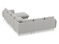 Sofá*Cosmopolitan Design - Sofá de canto panorâmico à esquerda "Vienna" 7 lugares em tecido estrutural cinza claro - 330x235x95cm Cinzento claro