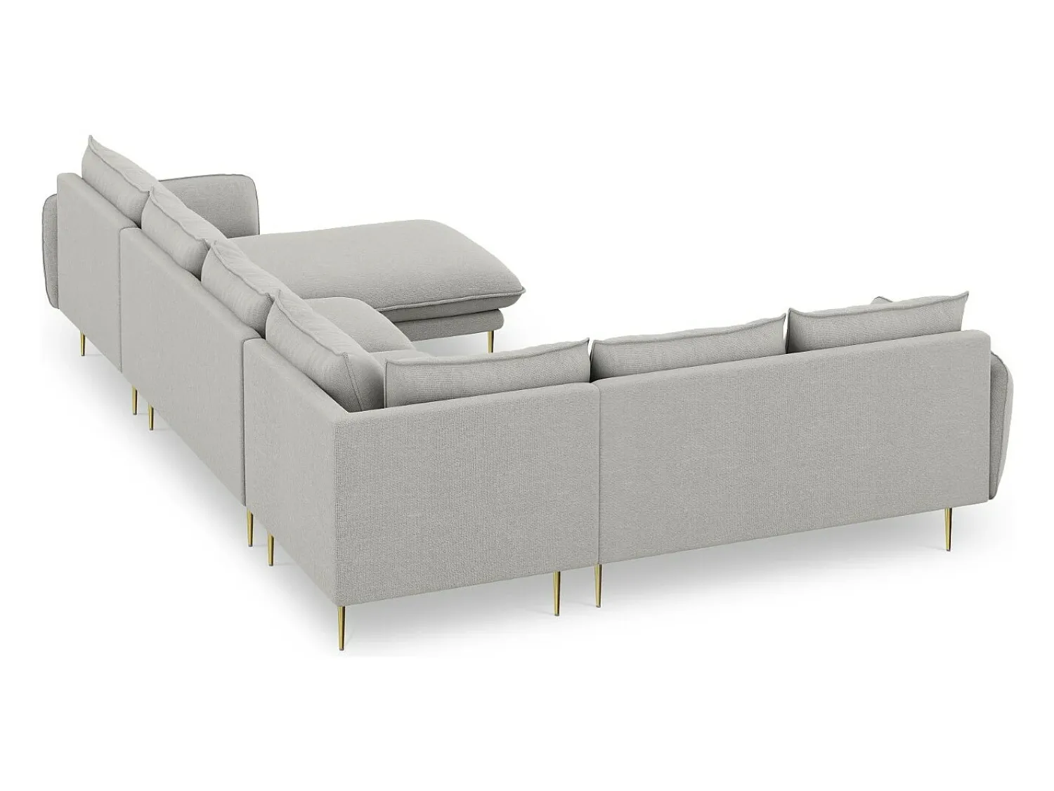 Sofá*Cosmopolitan Design - Sofá de canto panorâmico à esquerda "Vienna" 7 lugares em tecido estrutural cinza claro - 330x235x95cm Cinzento claro