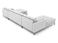 Sofá*Cosmopolitan Design - Sofá panorâmico "Bali" 7 lugares em tecido estrutural cinza claro - 383x185x75cm Cinzento claro