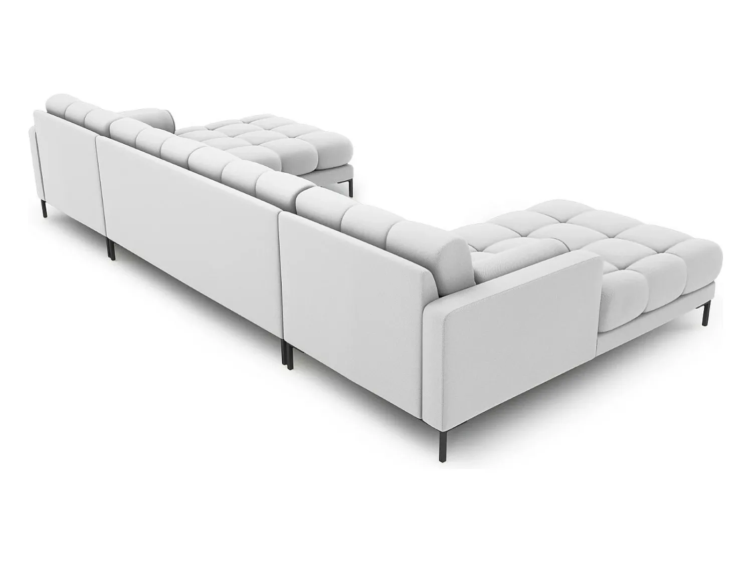 Sofá*Cosmopolitan Design - Sofá panorâmico "Bali" 7 lugares em tecido estrutural cinza claro - 383x185x75cm Cinzento claro