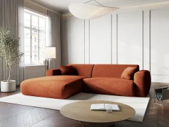 Sofá|Cosmopolitan Design - Sofá de canto esquerdo "Nolio" 4 lugares em tecido chenille - 235x170x72cm Terracota