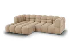 Sofá|Cosmopolitan Design - Sofá modular de canto esquerdo "Sky" 3 lugares em veludo areia - 244x162x75cm Camel