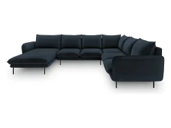 Cosmopolitan Design - Sofá de canto direito panorâmico "Vienna" 7 lugares em veludo - 330x235x95cm^ Sofá