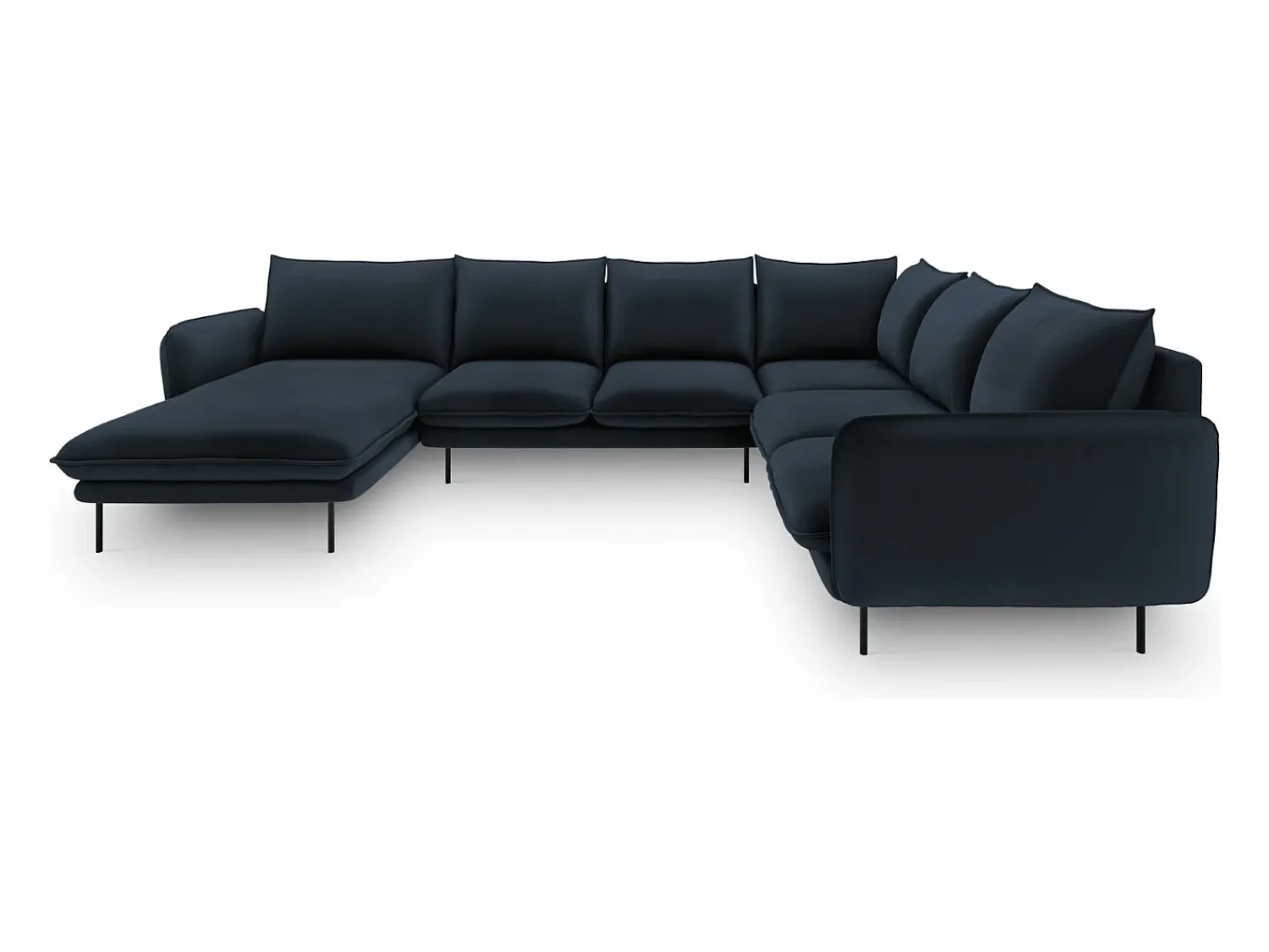 Cosmopolitan Design - Sofá de canto direito panorâmico "Vienna" 7 lugares em veludo - 330x235x95cm^ Sofá