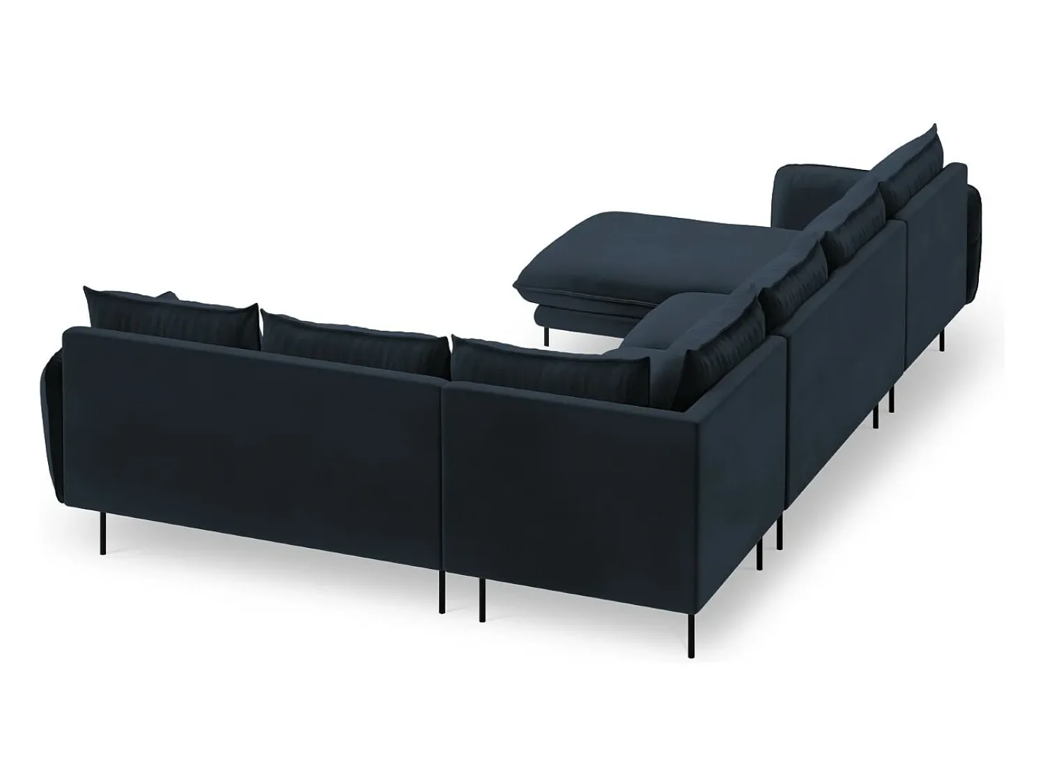 Cosmopolitan Design - Sofá de canto direito panorâmico "Vienna" 7 lugares em veludo - 330x235x95cm^ Sofá