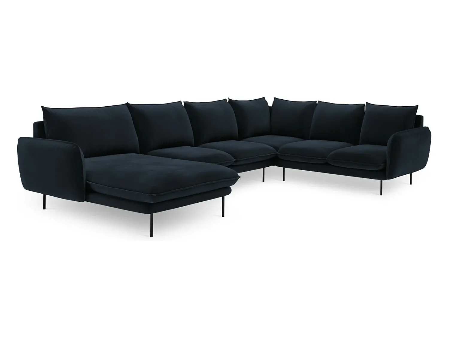 Cosmopolitan Design - Sofá de canto direito panorâmico "Vienna" 7 lugares em veludo - 330x235x95cm^ Sofá