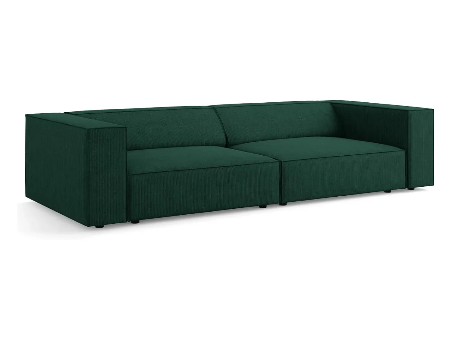 Sofá*Cosmopolitan Design - Sofá "Arendal" 4 lugares em tecido chenille com efeito canelado verde garrafa - 244x102x70cm Verde pinho