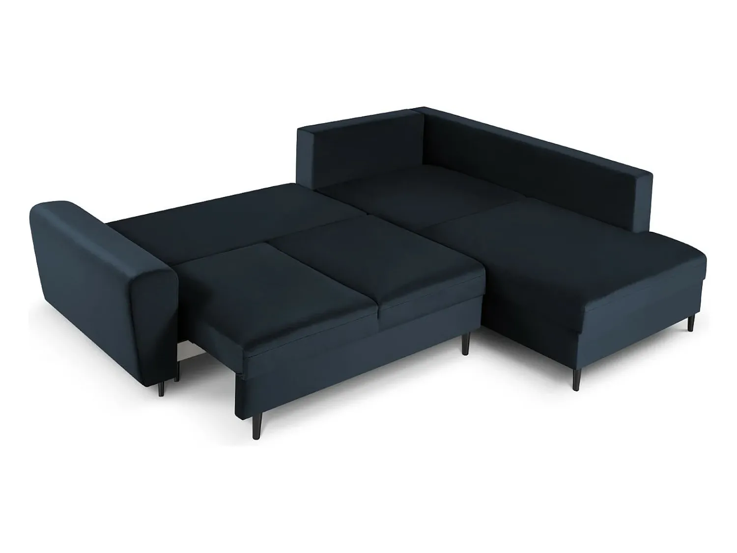 Sofá|Cosmopolitan Design - Sofá convertível de canto direito com caixa de arrumação "Kyoto" 5 lugares em veludo - 243x194x88cm Azul escuro