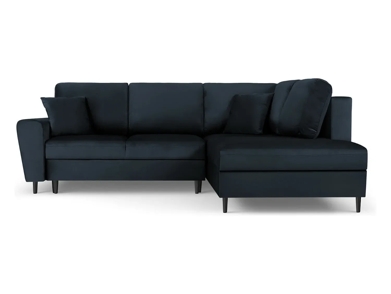 Sofá|Cosmopolitan Design - Sofá convertível de canto direito com caixa de arrumação "Kyoto" 5 lugares em veludo - 243x194x88cm Azul escuro