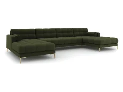 Sofá*Cosmopolitan Design - Sofá panorâmico "Bali" 7 lugares em tecido estrutural - 383x185x75cm Verde