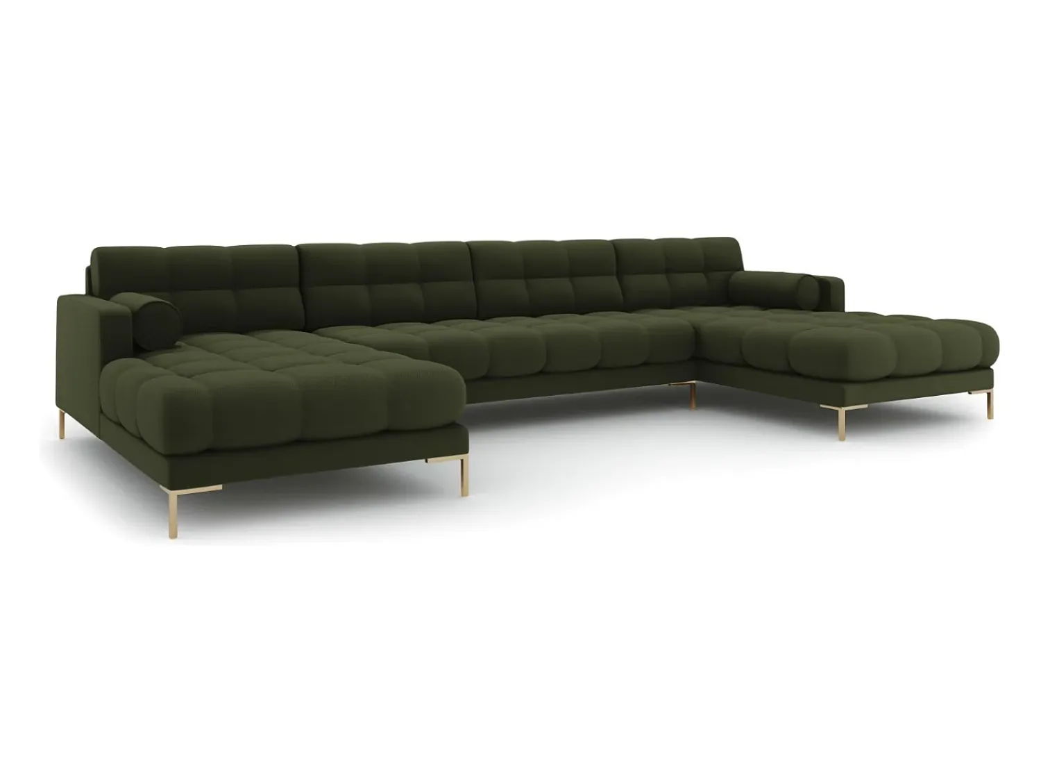 Sofá*Cosmopolitan Design - Sofá panorâmico "Bali" 7 lugares em tecido estrutural - 383x185x75cm Verde