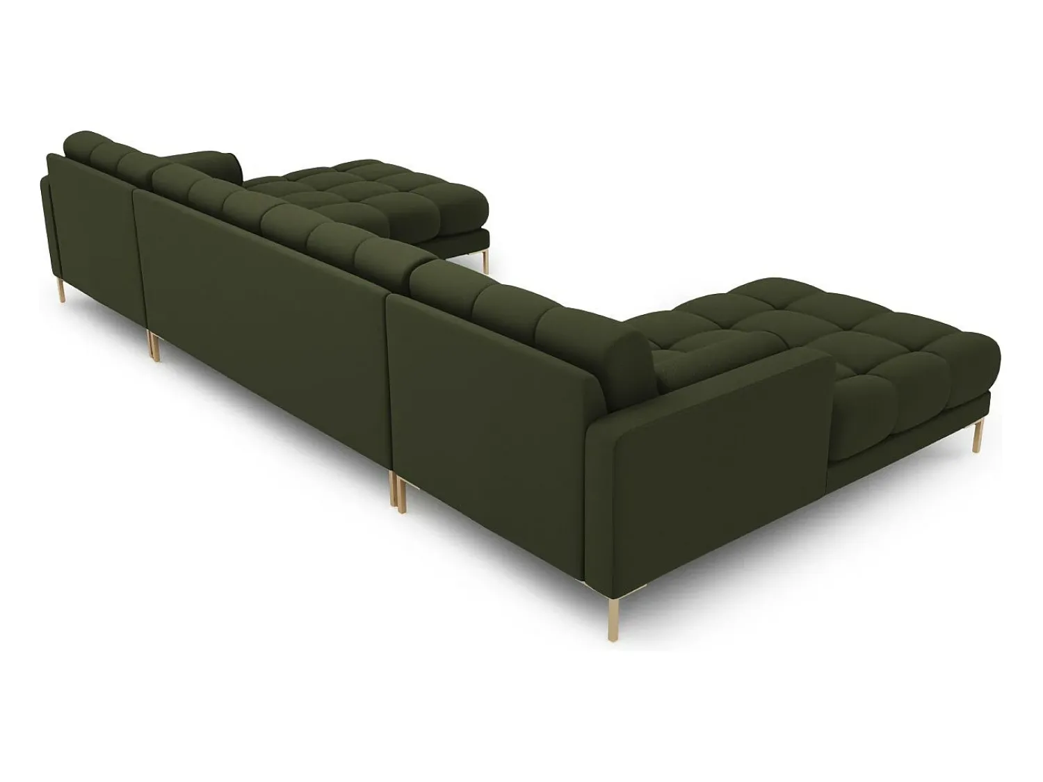 Sofá*Cosmopolitan Design - Sofá panorâmico "Bali" 7 lugares em tecido estrutural - 383x185x75cm Verde