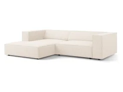 Clearance Cosmopolitan Design - Sofá de canto esquerdo "Arendal" 3 lugares em tecido chenille claro - 224x166x70cm Bege