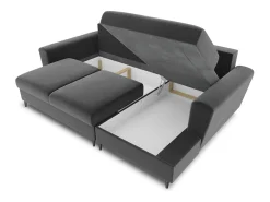 Sofá|Cosmopolitan Design - Sofá convertível de canto direito com caixa de arrumação "Kyoto" 4 lugares em veludo cinza claro - 241x145x88cm Cinzento claro