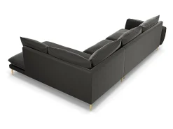Clearance Cosmopolitan Design - Sofá de canto direito "Vienna" 6 lugares em veludo cinza escuro - 275x185x95cm Cinza antracite
