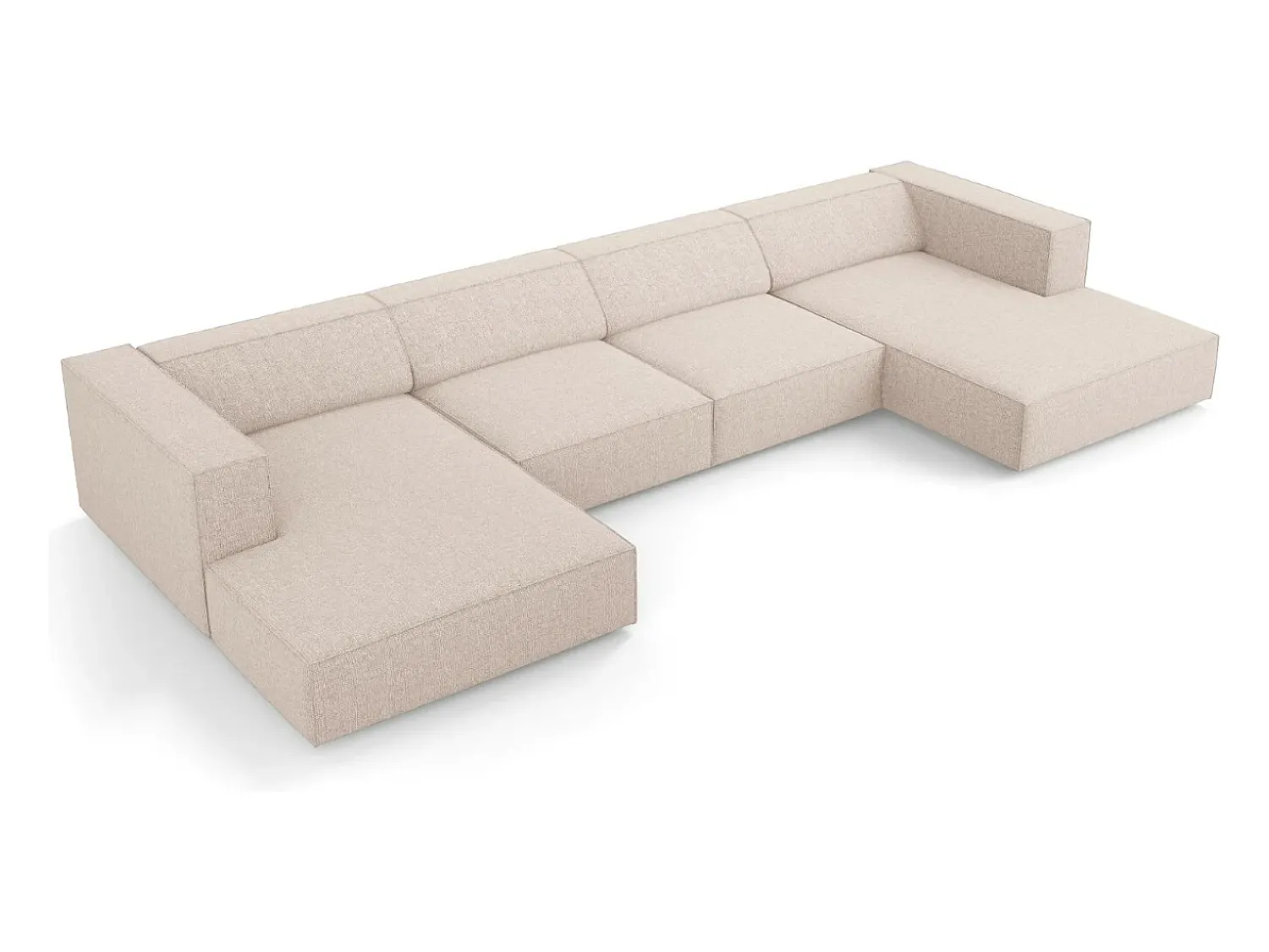 Sofá*Cosmopolitan Design - Sofá panorâmico "Arendal" 6 lugares em tecido chenille - 364x166x70cm Bege