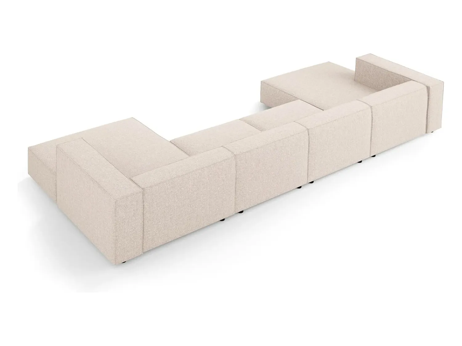 Sofá*Cosmopolitan Design - Sofá panorâmico "Arendal" 6 lugares em tecido chenille - 364x166x70cm Bege