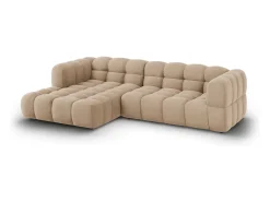 Sale Cosmopolitan Design - Sofá modular de canto esquerdo "Sky" 4 lugares em veludo areia - 272x162x75cm Camel
