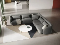 Best Cosmopolitan Design - Sofá de canto simétrico "Tulum" 5 lugares em veludo cinza claro - 255x255x70cm Cinzento claro