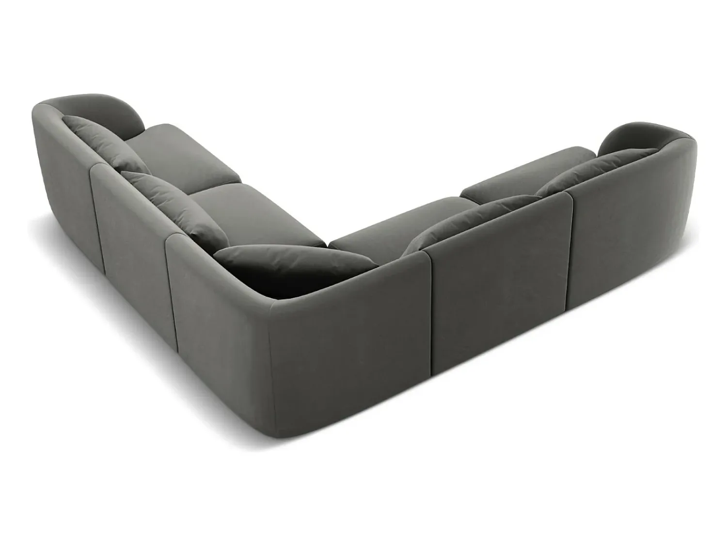 Best Cosmopolitan Design - Sofá de canto simétrico "Tulum" 5 lugares em veludo cinza claro - 255x255x70cm Cinzento claro