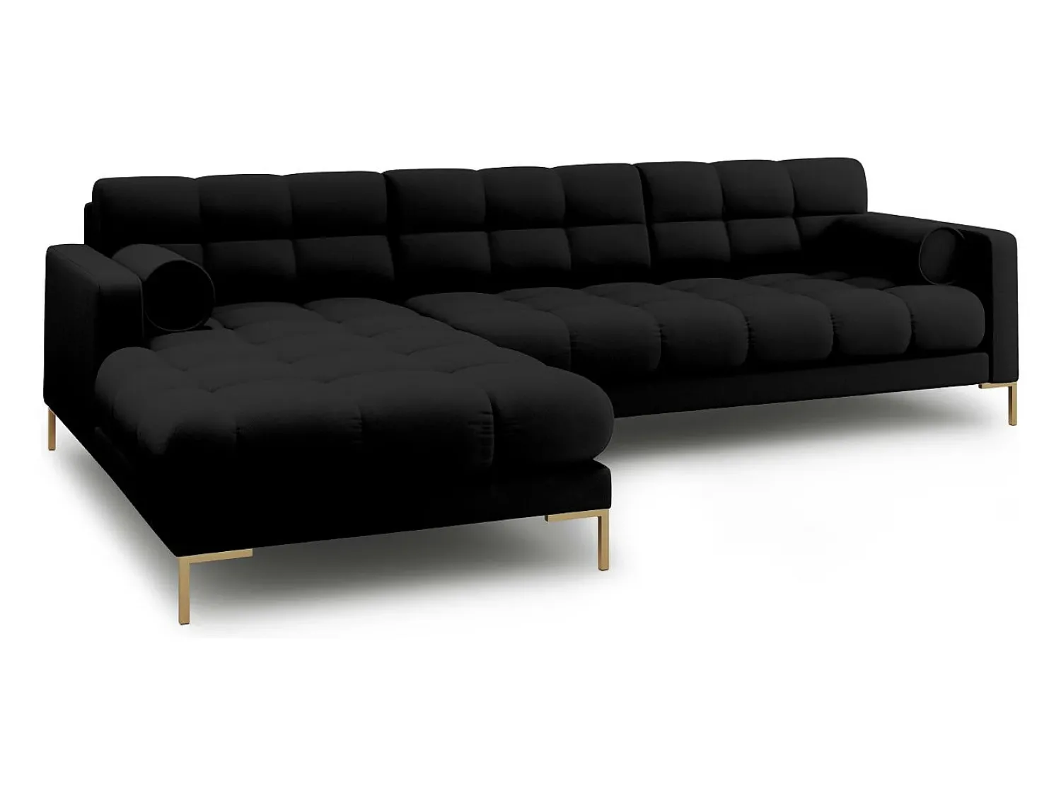 Outlet Cosmopolitan Design - Sofá de canto esquerdo "Bali" 5 lugares em tecido estrutural - 293x185x75cm Preto