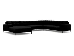 Cosmopolitan Design - Sofá de canto direito panorâmico "Bali" 7 lugares em tecido estrutural - 327x256x75cm^ Sofá