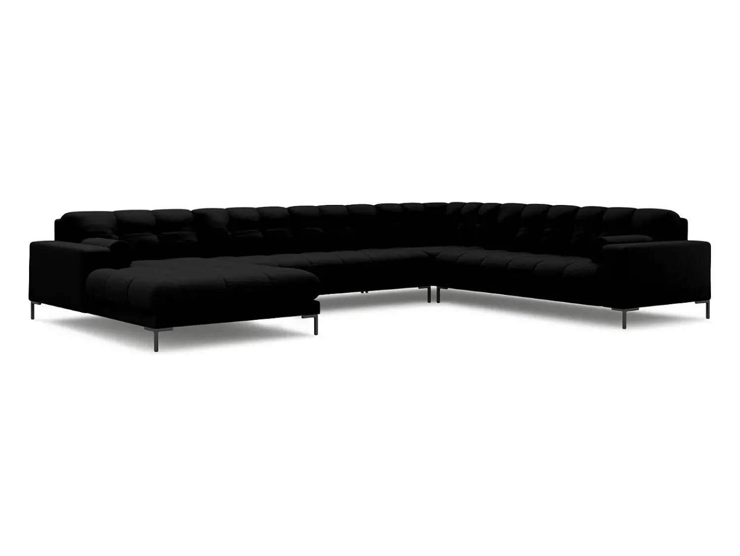 Cosmopolitan Design - Sofá de canto direito panorâmico "Bali" 7 lugares em tecido estrutural - 327x256x75cm^ Sofá