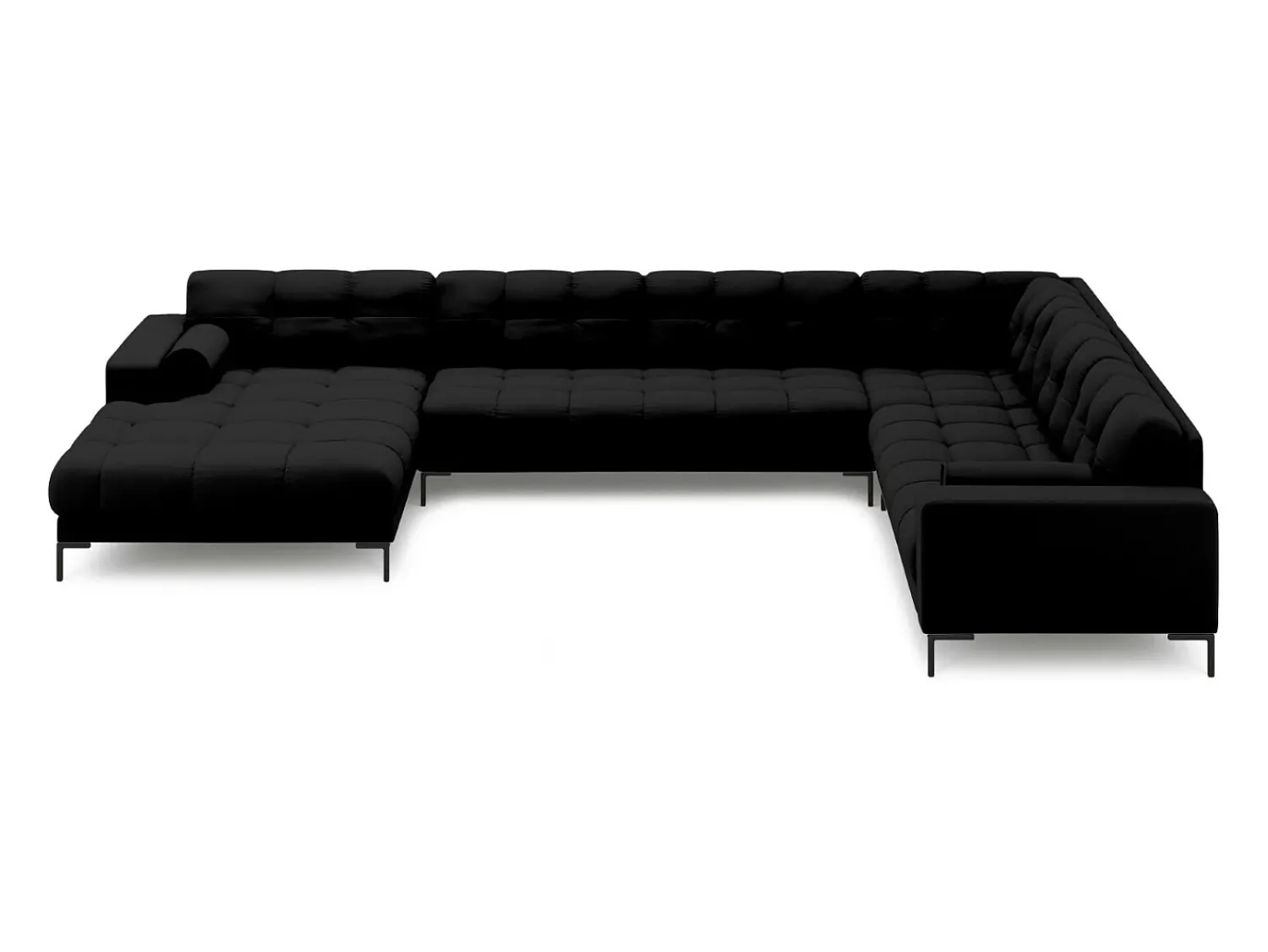 Cosmopolitan Design - Sofá de canto direito panorâmico "Bali" 7 lugares em tecido estrutural - 327x256x75cm^ Sofá