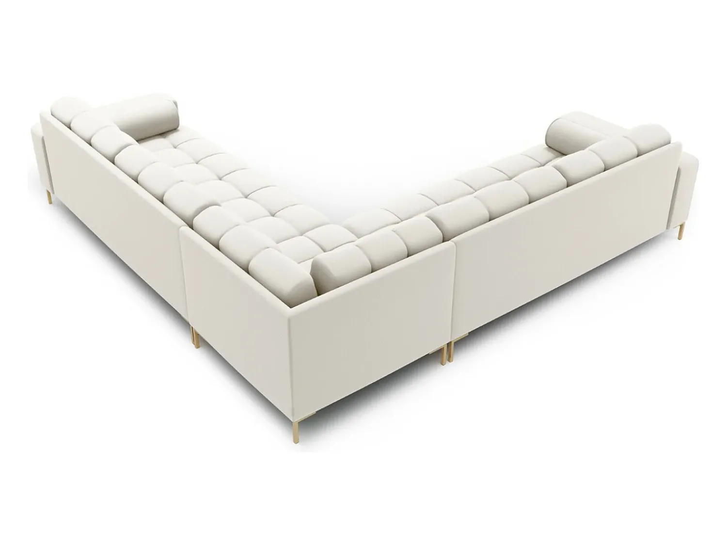 Cosmopolitan Design - Sofá de canto simétrico "Bali" 6 lugares em tecido estrutural claro - 256x256x75cm^ Sofá