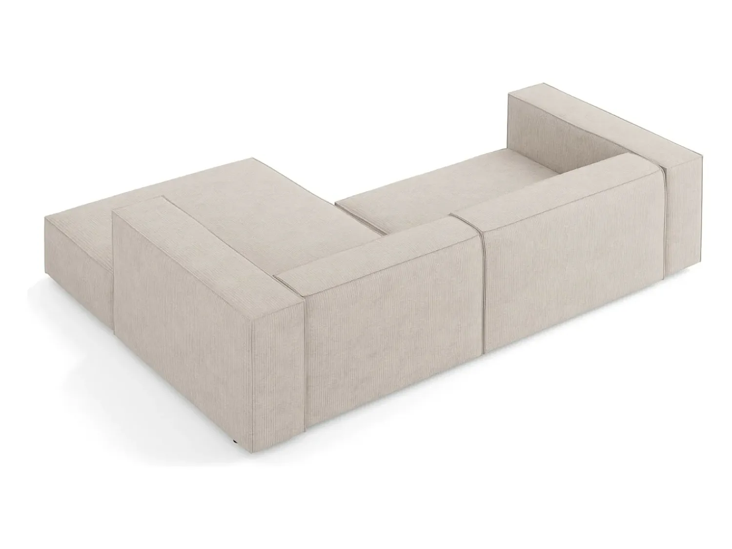 Sofá|Cosmopolitan Design - Sofá de canto direito "Arendal" 3 lugares em tecido chenille com efeito canelado escuro - 224x166x70cm Bege