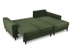 Sofá|Cosmopolitan Design - Sofá convertível de canto direito com caixa de arrumação "Kyoto" 4 lugares em veludo cotelê verde garrafa - 241x145x88cm Verde pinho