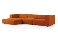 Sofá*Cosmopolitan Design - Sofá de canto esquerdo "Arendal" 4 lugares em veludo - 284x166x70cm Terracota