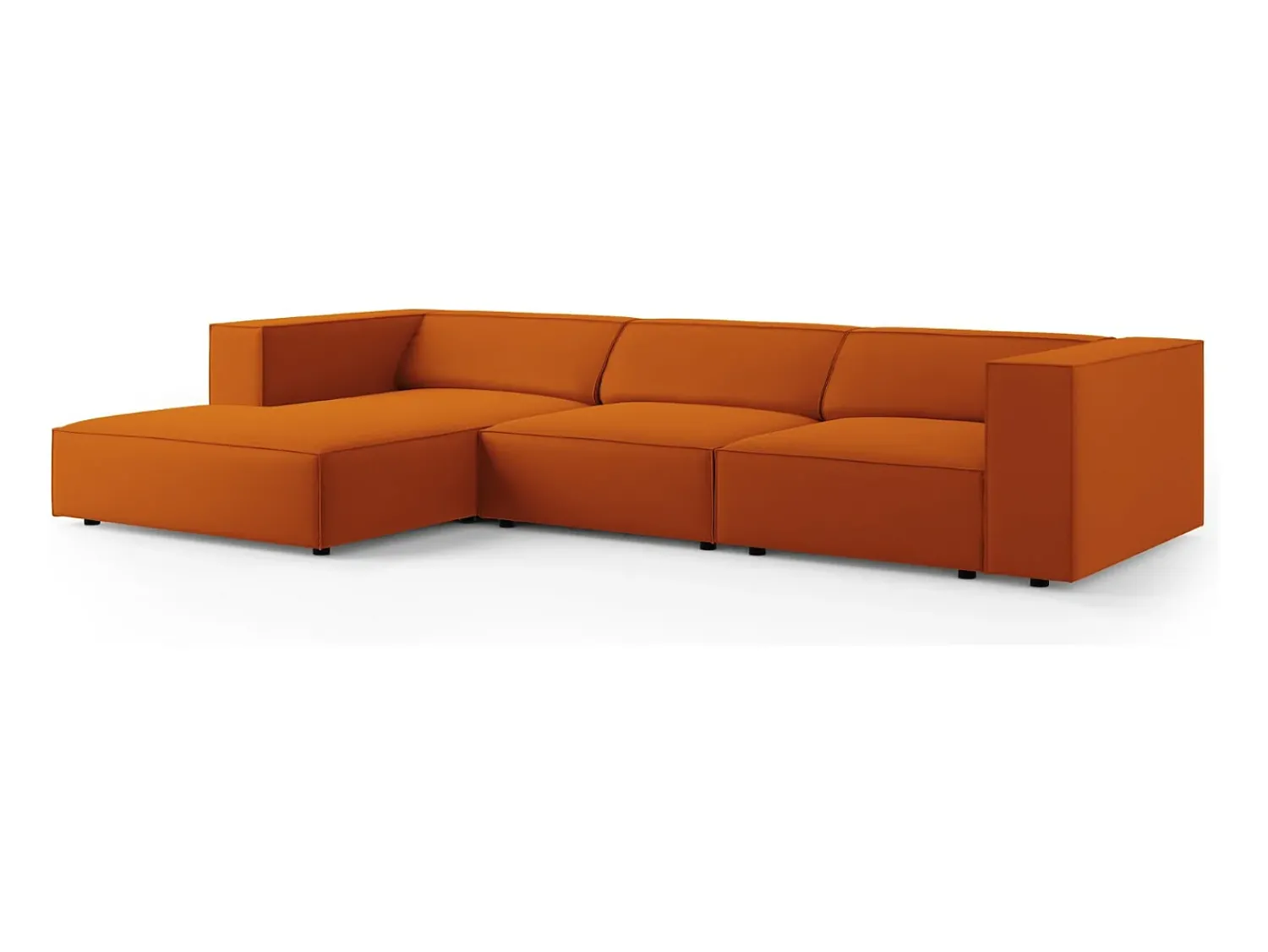 Sofá*Cosmopolitan Design - Sofá de canto esquerdo "Arendal" 4 lugares em veludo - 284x166x70cm Terracota